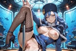 ai_generated aquarium aquatic beckoning big_ass big_breasts big_butt blue_eyes blue_hair blush blushing capelet cleavage club creamhorseai curly_hair curvy curvy_female curvy_figure cute cute_face deep_cleavage erect_nipples eyeshadow fairy_tail female female_only fishnet_legwear fishnets fit fit_female fur_hat fur_trim garter_belt high_resolution highres horny horny_female hourglass_figure huge_ass huge_breasts indoors juvia_lockser leg_up light-skinned_female lingerie lipstick long_hair lying_on_back mature mature_female perfect_body pole_dancing presenting_pussy public_nudity seductive seductive_look smiling smiling_at_viewer smirk smirking smug smug_smile stripper_pole sweat sweating sweaty sweaty_body thick_thighs voluptuous voluptuous_female