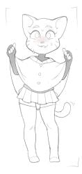 dbaru cartoon_network the_amazing_world_of_gumball gumball_watterson domestic_cat felid feline felis mammal 2026 black_and_white digital_drawing_(artwork) digital_media_(artwork) full-length_portrait hi_res monochrome portrait 4_fingers alternate_costume anthro armwear big_ears big_eyes big_iris biped bite biting_lip biting_own_lip blush blush_lines bodily_fluids bottomwear button_(fastener) cape closed_smile clothed clothed_anthro clothed_male clothing crossdressing crossdressing_male curved_tail double_thumbs_up elbow_gloves eyebrows eyelashes femboy fingerless_gloves fingers foreskin front_view fully_clothed fully_clothed_anthro fully_clothed_male genitals gesture glans gloves half-erect hand_gesture handwear humanoid_genitalia humanoid_hands humanoid_penis iris legwear light_blush long_eyelashes looking_at_viewer male markings microskirt miniskirt motion_lines motion_outline mouth_closed no_pupils partially_retracted_foreskin penis penis_poking_out pink_blush pink_glans plantigrade pleated_skirt pointy_ears pose prick_ears self_bite simple_background skirt smile smiling_at_viewer solo standing straight_legs sweat sweatdrop sweater tail thick_eyebrows thick_thighs thigh_highs thumbs_up topwear turtleneck whisker_markings white_background 1boy male_only solo_male