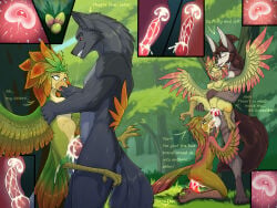 4_toes absurd_res anisodactyl anthro ascord avian avian_feet ball_lick balls beak big_penis bird bodily_fluids breasts canid canine canis cum cum_in_uterus cum_in_vagina cum_inside cum_on_face cumshot dildo dildo_in_vagina dildo_insertion dominant dominant_male dreyk-daro ejaculation eye_roll feathered_wings feathers feet female female_penetrated forest french_kissing genital_fluids genitals green_body green_feathers group group_sex hi_res impregnation interspecies interspecies_impregnation kissing knot knotting licking looking_pleasured male male/female male_penetrating male_penetrating_female mammal non-mammal_breasts oral orgy ovum penetration penile penile_penetration penis penis_in_vagina plant semi-anthro sex sex_toy sex_toy_in_vagina sex_toy_insertion sperm_cell stand_and_carry_position standing standing_sex toes tongue tree uterus vaginal vaginal_knotting vaginal_penetration winged_arms wings wolf