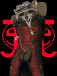 furry furry_only geekirrational guardians_of_the_galaxy looking_at_viewer male male_only marvel raccoon raccoon_humanoid raccoon_penis rocket_raccoon showing_off sole_male