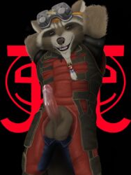 furry furry_only gay geekirrational guardians_of_the_galaxy humanoid_penis looking_at_viewer male male_only marvel precum raccoon raccoon_humanoid rocket_raccoon showing_off sole_male yaoi