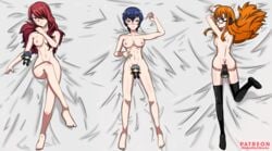 3girls 9:5 absurd_res ass atlus blue_hair breasts dakimakura female female_only highres long_hair medium_ass medium_breasts megami_tensei mitsuru_kirijo mrwolfartworks multiple_girls naked nipples nude orange_hair persona persona_3 persona_4 persona_5 red_hair sakura_futaba shirogane_naoto short_hair