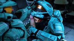 1boy 1girls agent_carolina armor blowjob carolina female female_focus halo_(series) hand_on_head helmet male male/female penis red_vs_blue reresfm spartan_(halo) tagme tucker_(halo) whitewashed