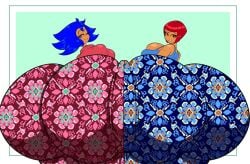 2026 2d 2d_(artwork) 2d_artwork ass ass_bigger_than_head ass_built_separately ass_focus big_ass big_butt blue_eyes blue_hair butt butt_focus cgthiccart digital_drawing_(artwork) digital_media_(artwork) doubleksauce duo duo_female duo_focus emi_(doubleksauce) female female_only flare_pants huge_ass huge_breasts huge_butt human hyper hyper_ass hyper_butt japanese_female korean_female looking_at_viewer meat_wall_(body_type) nikki_(cgthiccart) oc pressing_asses_together red_eyes red_hair smiling tagme two_females