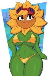 1girls anthro anthrofied ass bage21 bikini electronic_arts female female_only flora_fauna freckles golden_bikini golden_week plant plant_humanoid plantie plants_vs._zombies plants_vs_zombies popcap_games pussy solar_flare_(pvz) sunflower_(pvz) vagina video_game_character video_games