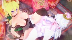 2girls 3d animated boosette bowsette crown cushion double_masturbation mario_(series) mp4 new_super_mario_bros._u_deluxe nintendo no_sound rug sex_toy shell super_crown tagme turtle video witchanon yuri