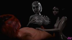 1boy 2girls 3d 3d_hentai_beauties areolae ass between_breasts breasts bubble_ass bubble_butt busty female grey_body grey_hair grey_skin heels high_heels hips human human_on_humanoid humanoid legs light-skinned_female light-skinned_male light_skin lips male male/female naked nude nude_female nude_male oral original original_character original_characters outercourse paizuri sex short_hair straight thighs threesome topless upper_body voluptuous wide_hips xalas