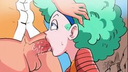 1boy 1girls afro amber_eyes animated aqua_eyes aqua_hair blowjob blue_eyes blue_hair bulma bulma_(afro) bulma_briefs cheating_wife climax clothed clothing cum cum_in_mouth cum_on_penis curly_hair da_hypocrat deepthroat desert diadem dragon_ball dragon_ball_z drinking drinking_cum edit eye_contact fellatio female hairband hand_on_head head_grab kneeling large_penis light_skin master_roshi mp4 no_sound old_man open_mouth oral orange-peel outdoors penis pleasure_face saliva saliva_trail short_hair shorter_than_30_seconds shounen_jump skinny sloppy swallowing swallowing_cum sweat testicles third-party_edit throat_bulge throat_fuck tongue tongue_out video