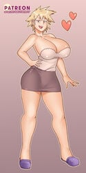 1girls big_breasts blonde_hair breasts eastern_style eye_contact female huge_breasts large_breasts looking_at_viewer mature_female milf mitsuki_bakugou my_hero_academia nauth nauth_le_roy red_eyes short_hair solo standing thick_thighs thighs wide_hips