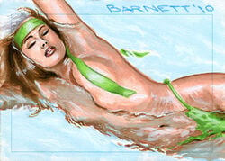 1girls 2010 anna_marie brown_hair female female_only headband long_hair marvel marvel_comics rogue_(x-men) scott_barnett solo straight_hair swimming tagme two_tone_hair white_hair x-men