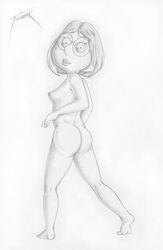 1girls 2d family_guy female female_only human human_female human_only line_art meg_griffin monochrome nipples tagme tooner