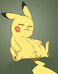 1boy balls closed_eyes male male_only nintendo peeing penis pikachu pokémon_(species) pokemon pokemon_(species) sheath sleeping solo urine yellow_fur ziyen