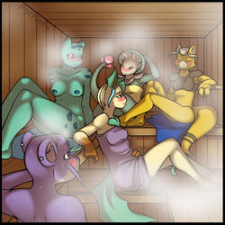 abra anthro breloom bulbasaur eeveelution furrine generation_1_pokemon generation_3_pokemon generation_4_pokemon indoors interspecies leafeon nintendo nude pokemon pokemon_(species) pokemon_rgby pokemon_rse rattata sauna smooth_skin steam tagme towel