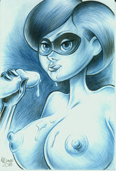 bivouac disney elastigirl helen_parr monochrome nipples pixar smooth_skin superheroine tagme the_incredibles