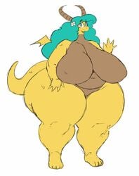 breasts chubby dragon featureless_breasts featureless_crotch female horns huge_breasts lime_(sssonic2) scalie sssonic2 thick_thighs wide_hips