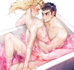 2boys anal_sex bath gay giorno_giovanna guido_mista jojo's_bizarre_adventure male_only shared_bathing vento_aureo yaoi