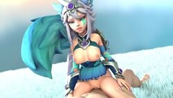 1boy 1girls 3d animated breasts cowgirl_position faceless_male facepaint fangs female female_on_top geckoscave io_(paladins) jiggle male/female nipples no_sound paladins partially_clothed pov_sex twin_braids twintails vaginal_penetration video white_hair