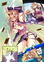 blonde_hair female humiliation joey_wheeler jounouchi_katsuya kujaku_mai mai_valentine mibry_(phrysm) nude nude_male purple_eyes yu-gi-oh! yu-gi-oh!_duel_links