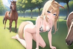 1girls ai_generated ass cowgirl_position horse horse_girl original outside sexy_armpits solo soulgen