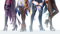 4girls absurd_res black_legwear clothing eula_(genshin_impact) feet female female_only fishnet_legwear fishnets ganyu_(genshin_impact) genshin_impact hi_res high_heel_boots high_heels legs leotard lower_body mon-chan monchan_39 multiple_girls nun pantyhose rosaria_(genshin_impact) shenhe_(genshin_impact) take_your_pick thick_thighs thighs toes