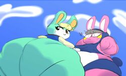 2boys animal_crossing anthro anthro_only ass bottomless clothing duo fat fruitgremlin fur furry furry_only huge_ass male male_only nintendo rabbit sasha_(animal_crossing) snake_(animal_crossing) tail thick_thighs video_games wide_hips