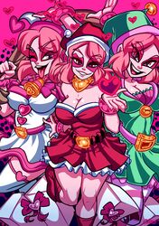 3girls big_breasts cartoon_network castleart christmas_outfit clothing costume female female_only miss_heed_(villainous) multiple_girls pink_body pink_hair solo tagme villainous