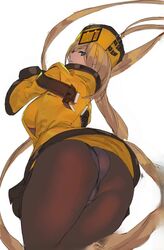 1girls animated ashiomi_masato ass blonde_hair blue_eyes guilty_gear hat large_ass long_hair millia_rage simple_background solo video white_background