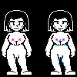 1girls 2d black_background chara drool drool_on_face female female_only human human_female human_only nude nude_female solo sprite sprite_art sprite_sheet tagme undertale undertale_(series)