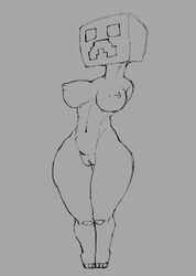 big_breasts big_hips creeper creeper_girl minecraft no_arms pussy rawhell thick_thighs