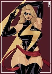 big_ass big_breasts big_thighs blonde blonde_female blonde_hair busty carol_danvers fully_clothed hourglass_figure huge_thighs marvel marvel_comics mask milf ms._marvel ms._marvel_(carol_danvers) muscular_thighs narrow_waist slim_waist thick thick_thighs thin_waist thunder_thighs thunderthighs wide_hips zpark