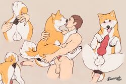 2boys 3:2 absurd_res akita anal anal_sex animal_genitalia animal_penis anus canid canine canine_penis canis deormynd domestic_dog duo feral gay gay_sex genitals hi_res human human_on_feral human_penetrating_feral interspecies kissing knot male male/male male_on_feral male_only male_penetrating_male mammal penetration penis spitz yaoi zoophilia