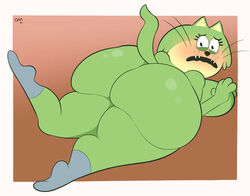 ass big_butt blush cartoon_network cute domestic_cat embarrassed female furry green_fur hanna-barbera jellystone_(hbo_max) socks spook_(top_cat) warner_brothers