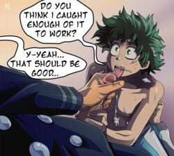 2boys age_difference all_might climax cum cum_in_mouth daddy ejaculation erection facial gay green_hair izuku_midoriya kink male male_on_male male_only masturbation my_hero_academia nearphotison orgasm penis speech_bubble tongue_out uncensored yaoi