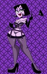 1girls black_hair corset elbow_gloves female female_focus female_only femdom garter_belt garter_straps goth hourglass_figure malaria pixelzsinful the_grim_adventures_of_billy_and_mandy