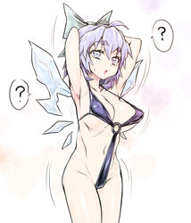 1girls big_breasts cirno female sentarou sling_bikini swimsuit tagme touhou