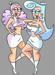 2girls big_breasts blue_hair clothed clothing crown female female_only high_heel_boots light-skinned_female light_skin long_hair multiple_girls pixelzsinful purple_hair skirt star_(fairly_oddparents) straight_hair the_fairly_oddparents topwear twinkle_(fairly_oddparents) wings