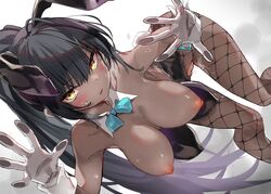 blue_archive blush breasts bunny_ears bunnysuit dark_hair dark_skin karin_(blue_archive) karin_(bunny)_(blue_archive) nipples ponytail pussy pussy_juice toshizou_(0714) yellow_eyes