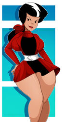 1girls alexandra_cabot archie_comics artist_request big_breasts black_hair breasts cartoon_network female female_only hanna-barbera josie_and_the_pussycats solo solo_female thighs two_tone_hair white_hair wide_hips