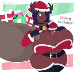 between_breasts big_breasts boobs breasts breasts_bigger_than_head busty christmas christmas_outfit large_breasts marina_(splatoon) nintendo seductive splatoon splatoon_2 tagme thesketchyside tits