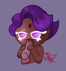 2boys cookie_run dark-skinned_femboy dark-skinned_male dark_skin fellatio femboy gay girly lilac_cookie lilac_eyes lilac_hair oral purple_hair short_hair simple_background yaoi