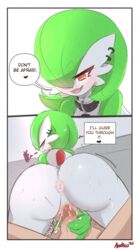 1boy 1girls absurd_res anus asekeu ass collar cowgirl_position dialogue duo english_text faceless_male female female_focus female_gardevoir femdom from_front_position gardevoir genitals gentle_femdom hi_res human human_on_humanoid human_penetrating humanoid interspecies male male/female mammal nintendo on_bottom on_top penetration penis piercing pokémon_(species) pokemon pokemon_(species) pokemon_rse pussy riding sex solo_focus text veiny_penis video_games