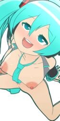 1girls alternate_breast_size animated big_breasts blue_eyes blue_hair bouncing_breasts bowtie breasts female female_only flat_chest hatsune_miku high-angle_view large_breasts manyakis painted_nails solo solo_female transparent_background vocaloid