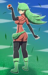 ace_trainer_(pokemon) ace_trainer_(pokemon_dppt) ass brilliant_shining_ace_trainer clothed clothing female npc_trainer pokemon pokemon_dppt sideboob solo tagme