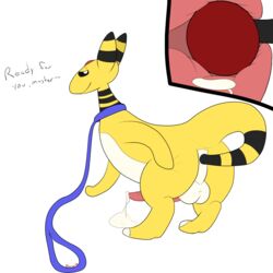 1:1 ampharos anal anal_penetration baron_the_raichu feral male male_only nintendo pokemon pokemon_(species) prostate prostate_milking solo tail_fetish tail_play video_games white_background