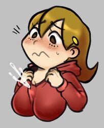 5-volt blush blushing blushing_at_viewer blushing_profusely boobjob cum cum_between_breasts cum_stain cum_string cum_through_clothes cum_through_clothing cum_under_clothes cumming cumshot disembodied_penis ejaculation hoodie human mario_(series) milf nintendo outercourse paizuri paizuri_under_clothes pov sweater unsure warioware