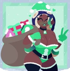 breasts busty christmas christmas_outfit marina_(splatoon) splatoon thesketchyside