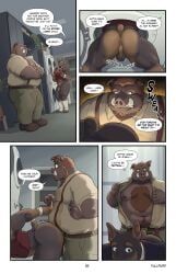 5_panel_comic absurd_res anthro anus ass balls black_text blake_harper_(thepurp) bottomless bottomless_anthro bottomless_male butler canid canine canis clothed clothing comic dialogue digital_media_(artwork) dobermann domestic_dog english_text eyebrows facial_hair finger_gun fur genitals gesture hair hand_gesture hi_res male mammal marcus_(thepurp) muscular muscular_male navel nipples open_mouth overweight overweight_anthro overweight_male pinscher presenting presenting_hindquarters solo speech_bubble stained_clothing stuck_in_washing_machine suid suine sus_(pig) talking_to_another teeth text thepurp topwear undressing_self wild_boar winking_at_another