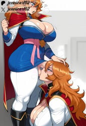 2girls ai_generated alternate_breast_size belt black_footwear blue_dress blue_eyes blush boots breasts brooch cape cleavage clenched_hand clothing curvy deepthroat dress english_text erection fellatio female futa_with_female futanari hair_between_eyes hand_on_another's_head head_grab huge_breasts incest irrumatio jennieart02 knee_boots large_breasts league_of_legends leona_(league_of_legends) long_hair long_sleeves looking_down multiple_girls open_mouth oral orange_hair pants patreon patreon_logo patreon_username penis pink_belt pink_ribbon red_cape selfcest siblings sisters standing testicle_sucking testicles thick_thighs thighs tight_clothes tight_pants twitter twitter_username watermark white_pants