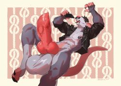 2025 anthro balls big_balls big_penis bodily_fluids character_request claws clothing electronics facial_piercing finger_claws genital_fluids genitals hi_res holding_object holding_phone huge_balls huge_cock hyper hyper_balls hyper_genitalia hyper_penis jacket knot knotted_penis leather leather_clothing leather_jacket leather_topwear male mammal multi_nipple murid murine nipple_piercing nipple_ring nipples nose_piercing nose_ring pecs penis phone piercing precum rat redic-nomad ring_piercing rodent solo toe_claws topwear