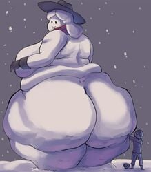 anon anthro ass aunt_artica_(overlordzeon) bbw breasts christmas chubby chubby_female curvaceous curvy cute fat giantess huge_ass huge_breasts huge_butt hyper hyper_ass larger_female looking_back milf original_character overlordzeon size_difference snow snowwoman ssbbw voluptuous zeon_(pixiv722928)